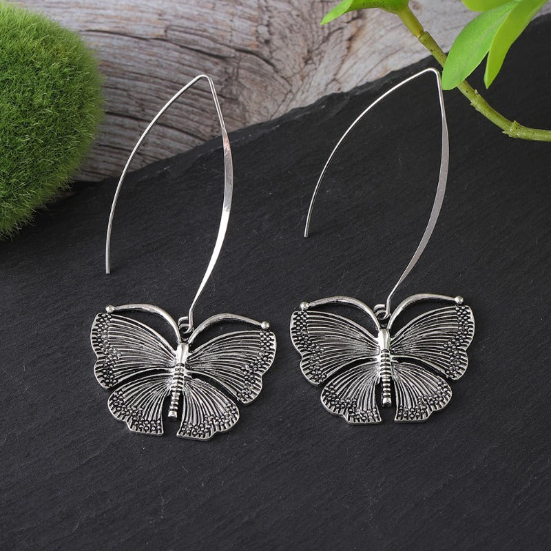 Wholesale Retro Long Butterfly Simple Cold Style Temperament Fashion Personality Metal Distressed Earrings